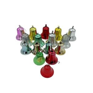 Vintage Lot of 16 Shiny Plastic MCM‎ Christmas Ornament Bells